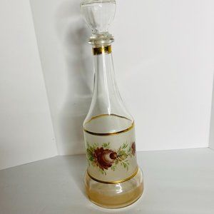 Vintage Cristallerie Decanter  Hand Painted Italy